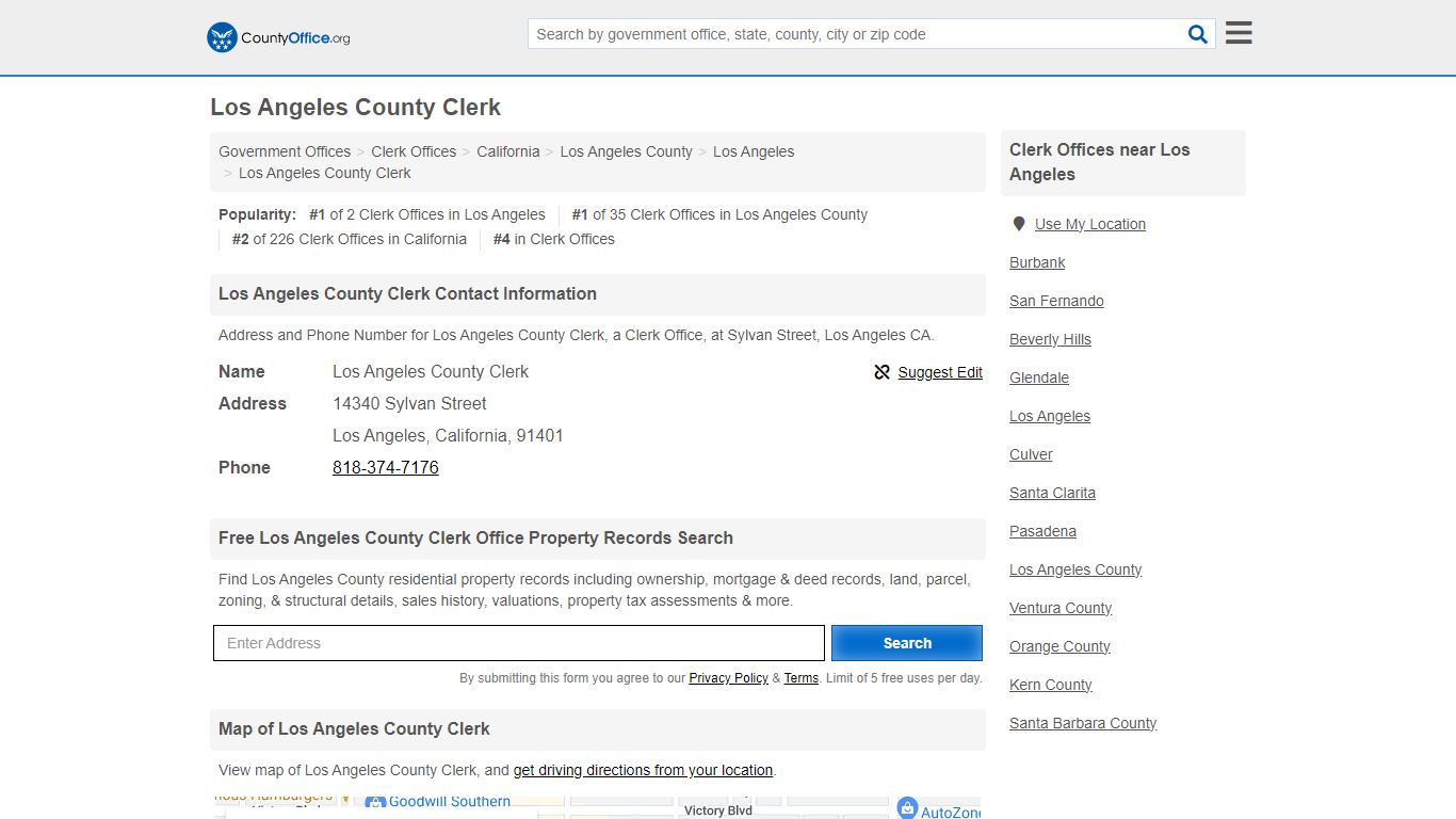 Los Angeles County Clerk - Los Angeles, CA (Address and Phone)